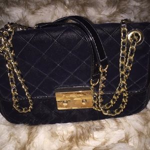 velvet black and gold michael Kors purse